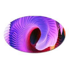 Digital Art Spirals Wave Waves Chevron Red Purple Blue Pink Oval Magnet by Mariart