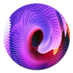 Digital Art Spirals Wave Waves Chevron Red Purple Blue Pink Magnet 5  (round) by Mariart