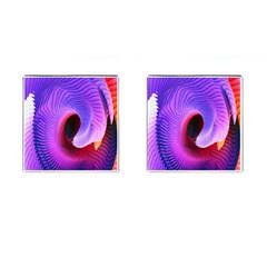 Digital Art Spirals Wave Waves Chevron Red Purple Blue Pink Cufflinks (square)