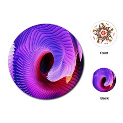 Digital Art Spirals Wave Waves Chevron Red Purple Blue Pink Playing Cards (round) 