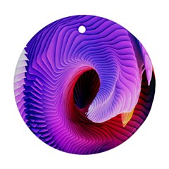 Digital Art Spirals Wave Waves Chevron Red Purple Blue Pink Round Ornament (two Sides) by Mariart