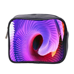 Digital Art Spirals Wave Waves Chevron Red Purple Blue Pink Mini Toiletries Bag 2-side by Mariart