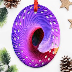 Digital Art Spirals Wave Waves Chevron Red Purple Blue Pink Ornament (oval Filigree) by Mariart