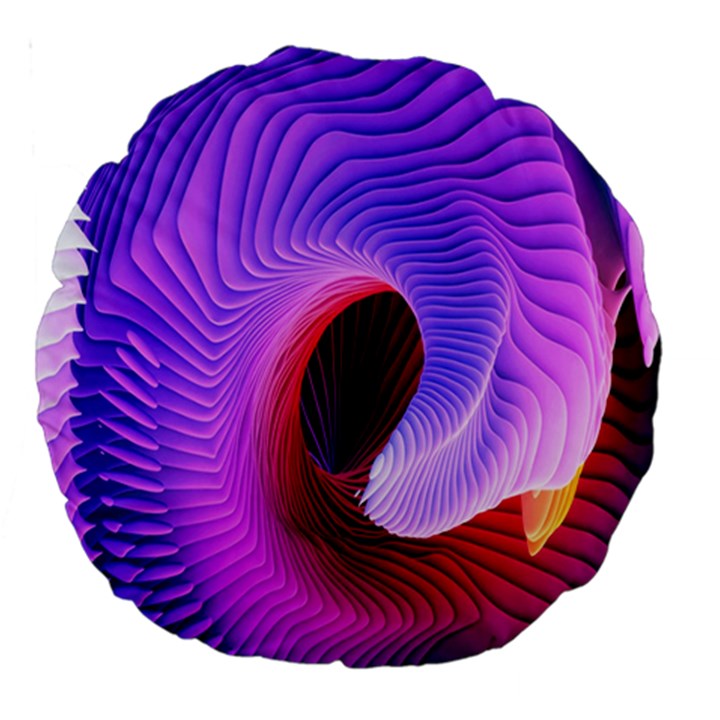 Digital Art Spirals Wave Waves Chevron Red Purple Blue Pink Large 18  Premium Round Cushions