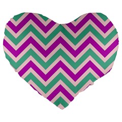 Zig Zags Pattern Large 19  Premium Heart Shape Cushions by Valentinaart