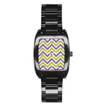 Zig zags pattern Stainless Steel Barrel Watch Front