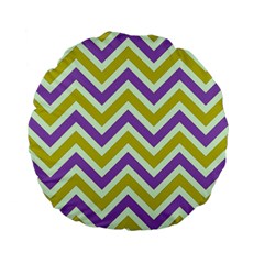 Zig Zags Pattern Standard 15  Premium Flano Round Cushions by Valentinaart