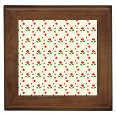 Flower Floral Sunflower Rose Star Red Green Framed Tiles by Mariart