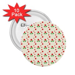 Flower Floral Sunflower Rose Star Red Green 2 25  Buttons (10 Pack)  by Mariart