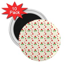 Flower Floral Sunflower Rose Star Red Green 2 25  Magnets (10 Pack)  by Mariart