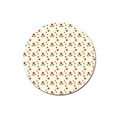 Flower Floral Sunflower Rose Star Red Green Magnet 3  (round)