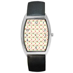 Flower Floral Sunflower Rose Star Red Green Barrel Style Metal Watch by Mariart