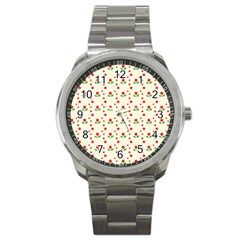 Flower Floral Sunflower Rose Star Red Green Sport Metal Watch by Mariart