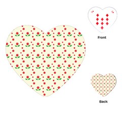 Flower Floral Sunflower Rose Star Red Green Playing Cards (heart) 