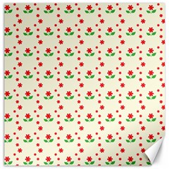 Flower Floral Sunflower Rose Star Red Green Canvas 12  X 12   by Mariart