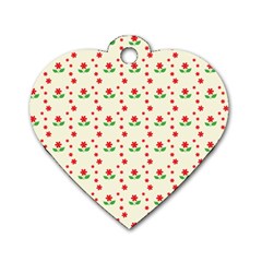 Flower Floral Sunflower Rose Star Red Green Dog Tag Heart (one Side) by Mariart