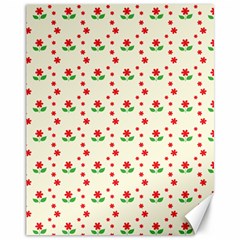 Flower Floral Sunflower Rose Star Red Green Canvas 11  X 14   by Mariart