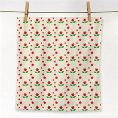 Flower Floral Sunflower Rose Star Red Green Face Towel by Mariart