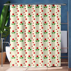 Flower Floral Sunflower Rose Star Red Green Shower Curtain 60  X 72  (medium)  by Mariart