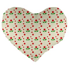 Flower Floral Sunflower Rose Star Red Green Large 19  Premium Heart Shape Cushions by Mariart