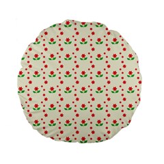 Flower Floral Sunflower Rose Star Red Green Standard 15  Premium Flano Round Cushions by Mariart