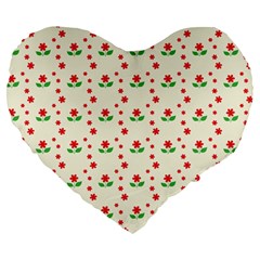 Flower Floral Sunflower Rose Star Red Green Large 19  Premium Flano Heart Shape Cushions by Mariart