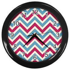 Zig Zags Pattern Wall Clocks (black) by Valentinaart