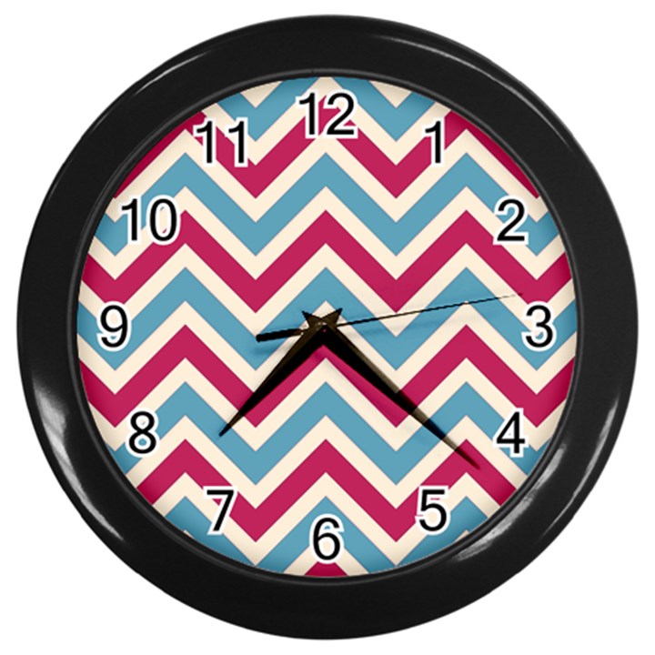 Zig zags pattern Wall Clocks (Black)