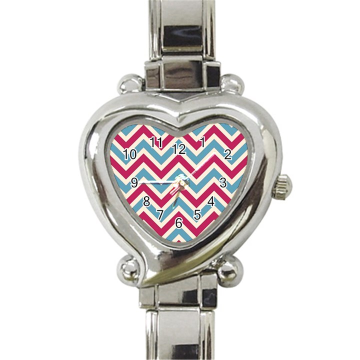 Zig zags pattern Heart Italian Charm Watch