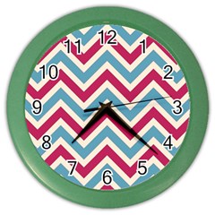 Zig Zags Pattern Color Wall Clocks by Valentinaart