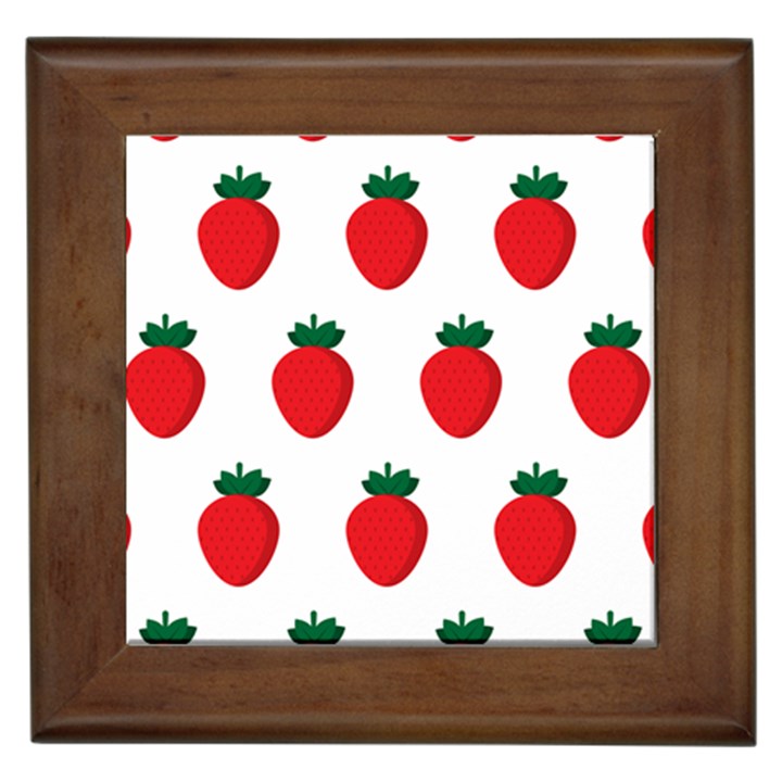 Fruit Strawberries Red Green Framed Tiles