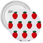 Fruit Strawberries Red Green 3  Buttons Front