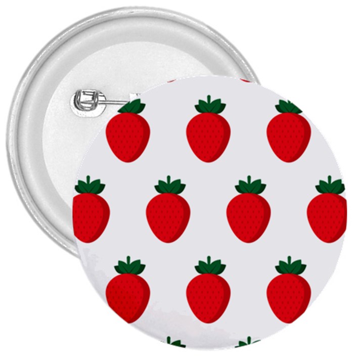 Fruit Strawberries Red Green 3  Buttons