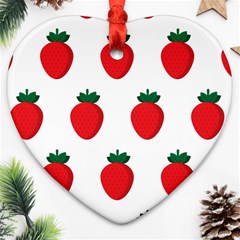 Fruit Strawberries Red Green Ornament (heart)