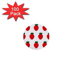 Fruit Strawberries Red Green 1  Mini Buttons (100 Pack)  by Mariart