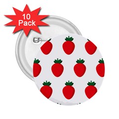 Fruit Strawberries Red Green 2 25  Buttons (10 Pack)  by Mariart