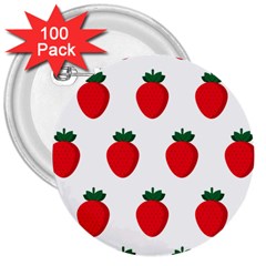 Fruit Strawberries Red Green 3  Buttons (100 Pack)  by Mariart