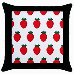 Fruit Strawberries Red Green Throw Pillow Case (black)