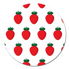 Fruit Strawberries Red Green Magnet 5  (round) by Mariart