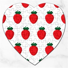 Fruit Strawberries Red Green Jigsaw Puzzle (heart)