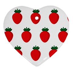 Fruit Strawberries Red Green Heart Ornament (two Sides)