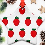 Fruit Strawberries Red Green Star Ornament (Two Sides) Front