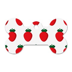 Fruit Strawberries Red Green Dog Tag Bone (one Side) by Mariart