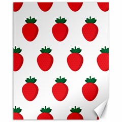 Fruit Strawberries Red Green Canvas 11  X 14   by Mariart