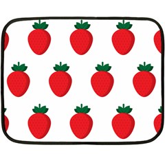 Fruit Strawberries Red Green Fleece Blanket (mini) by Mariart