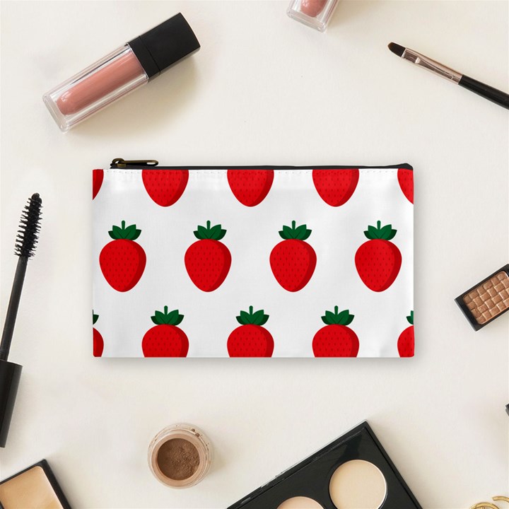 Fruit Strawberries Red Green Cosmetic Bag (Small) 