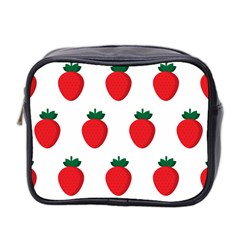 Fruit Strawberries Red Green Mini Toiletries Bag 2-side by Mariart