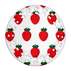 Fruit Strawberries Red Green Ornament (round Filigree)