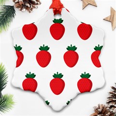 Fruit Strawberries Red Green Ornament (snowflake) by Mariart