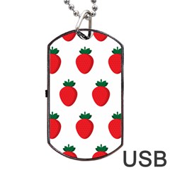 Fruit Strawberries Red Green Dog Tag Usb Flash (one Side)